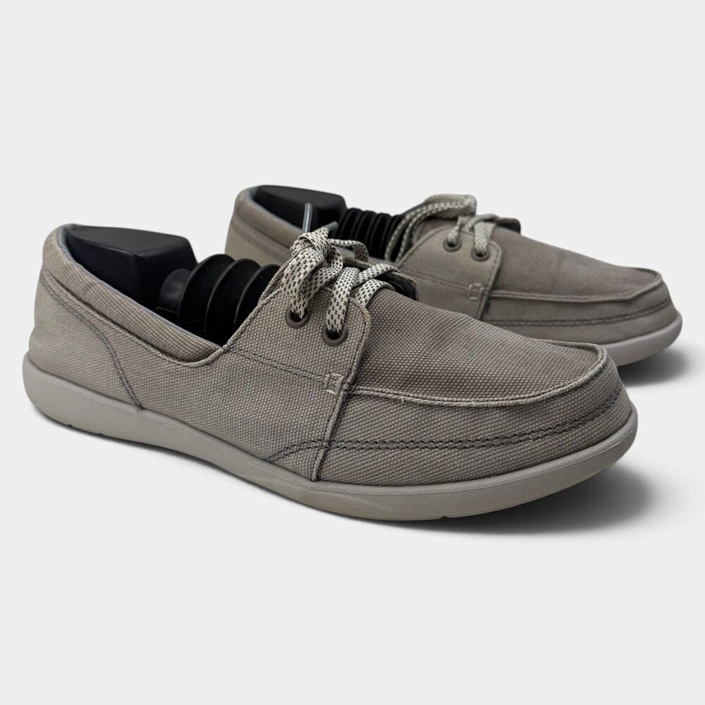 Crocs Walu II Women's 10 Gray Canvas Boat Shoes Loafers Triple Comfort 202488